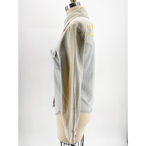 Chambray Denim Western Embroidered Vintage Shirt S - Picture 4 of 9